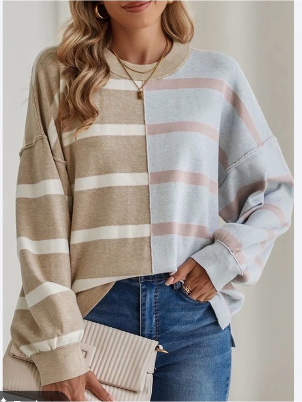 Free People Uptown Stripe Pullover small sweater sweatshirt